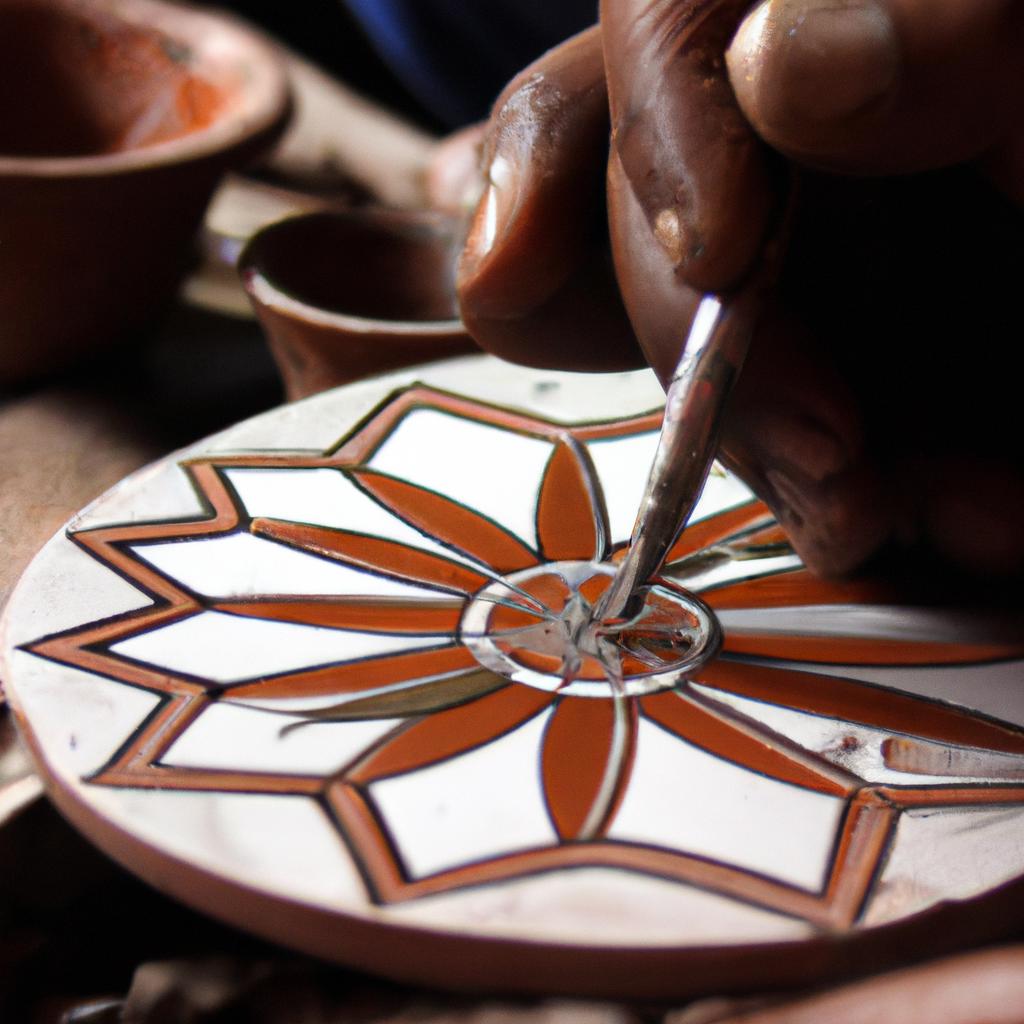 Potter crafting intricate inlay design
